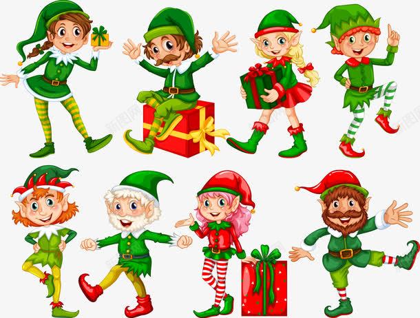 圣诞节卡通人物形象png免抠素材_新图网 https://ixintu.com 人物形象 圣诞礼物 圣诞精灵 圣诞节 圣诞节卡通 家族 小孩子 帽子 绿色