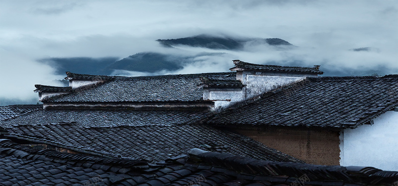 古代建筑白云背景图背景