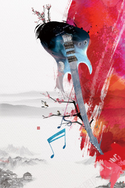 创意抽象矢量吉他培训海报背景背景