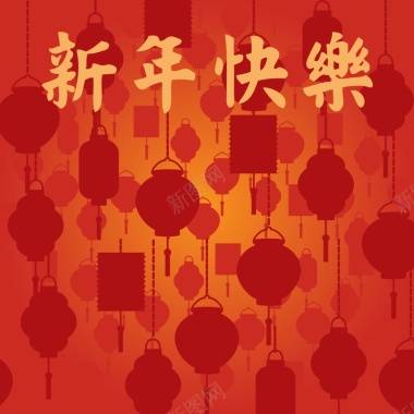 矢量中国风红色灯笼剪影新年背景背景