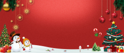 元蛋快乐圣诞树卡通渐变红色banner高清图片