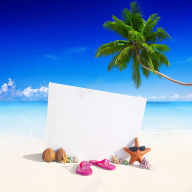 阳光沙滩海星背景摄影图片