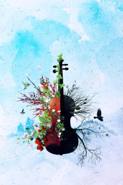 创意枝丫吉他音乐派对海报背景背景