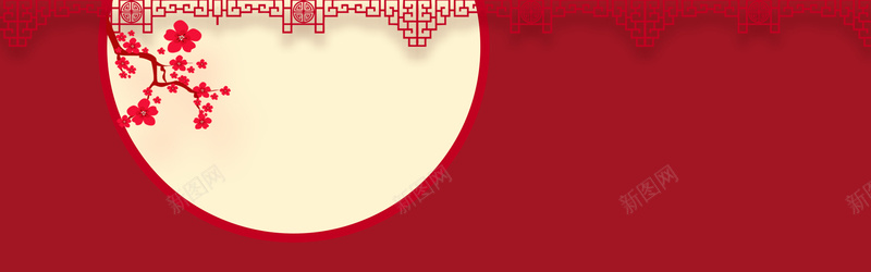 春节元素简约红色banner背景背景