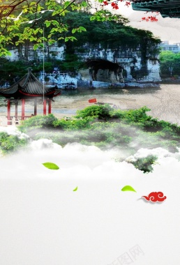 桂林唯美风光山水国内游旅行海报背景背景