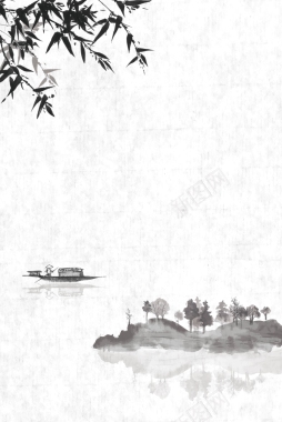 中国风山水画古韵平面广告矢量图背景