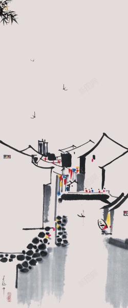 中国风地产中国风地产房屋背景高清图片