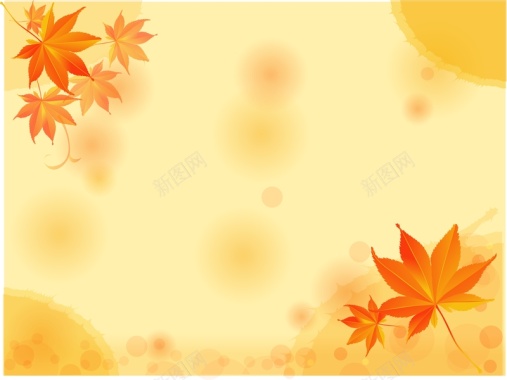 橙色手绘枫叶背景背景