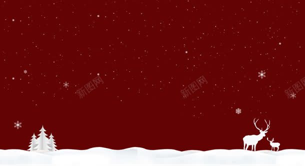 红色简约卡通圣诞元素背景