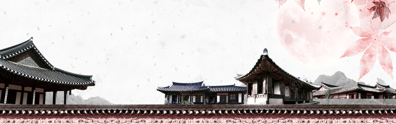 中式传统古建筑banner海报背景背景