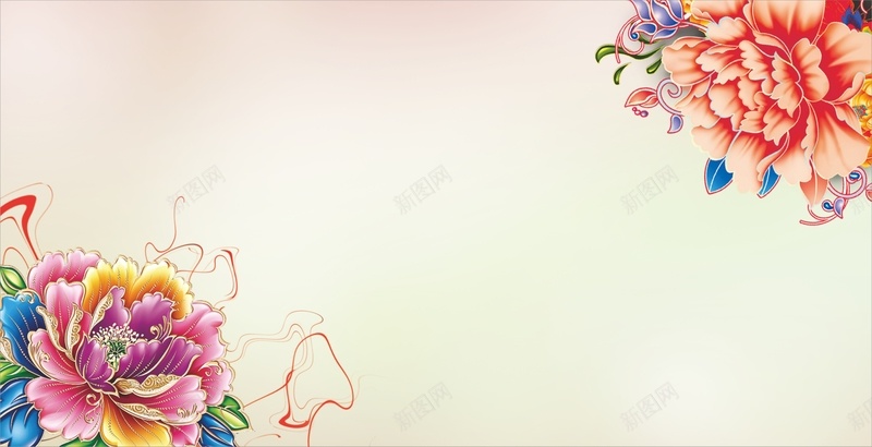 红色中国风牡丹背景cdr设计背景_新图网 https://ixintu.com 中国风 富贵 展板 牡丹 立体 红色 花卉 花朵