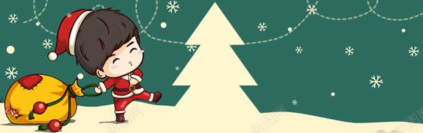 插画背景jpg设计背景_新图网 https://ixintu.com 人物卡通 圣诞树 扁平化 绿色