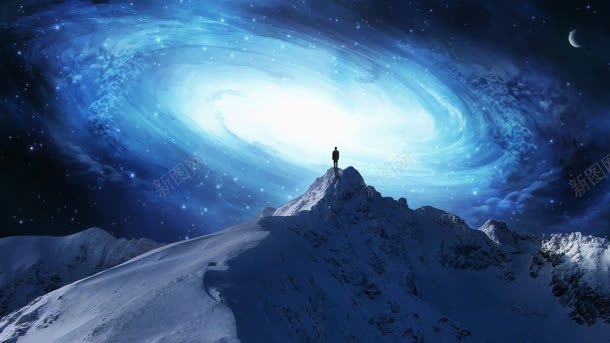 雪山顶的宇宙星辰海报背景背景