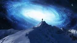 雪山顶雪山顶的宇宙星辰海报背景高清图片