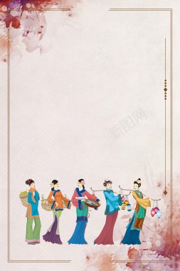 复古中国风传统汉服文化海报背景