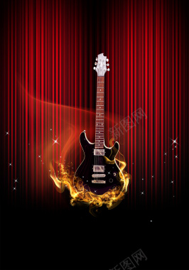 梦幻吉他音乐元素海报背景背景
