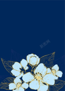 欧美风格卡片内页白描花朵矢量图高清图片