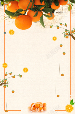 简约时尚橘子水果海报背景背景