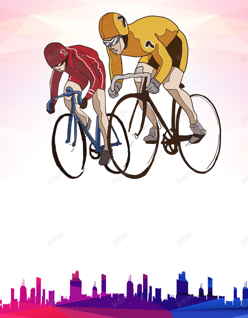 彩色绚丽自行车赛车海报背景psd设计背景_新图网 https://ixintu.com 单车剪影 城市剪影 彩色 海报 素材 绚丽 背景 自行车 赛车 骑车