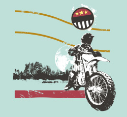酷炫红色哈雷摩托摩托车广告海报矢量图高清图片