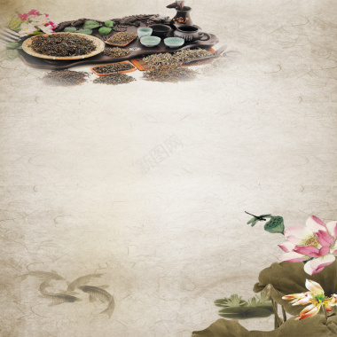 中国风茶叶水墨主图背景