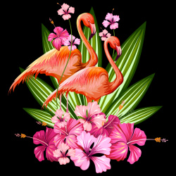 热带植物火烈鸟火烈鸟热带植物背景矢量图高清图片