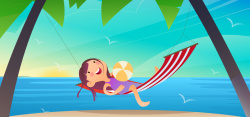 度假椅夏天大暑沙滩插画banner海报矢量图高清图片