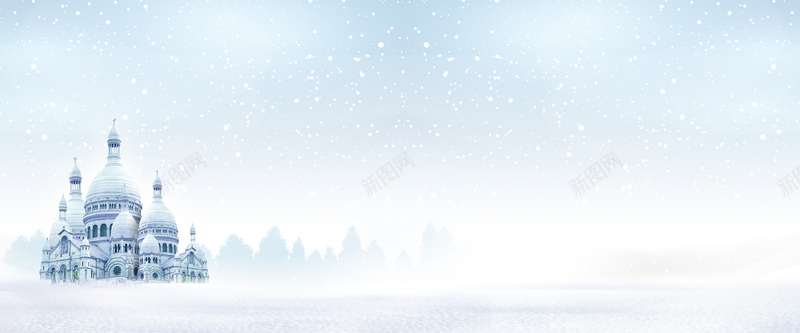 雪景浪漫蓝色banner背景背景