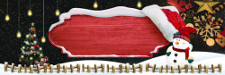 高清圣诞树卡通圣诞节雪人黑色banner高清图片