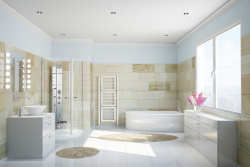 高档浴室设计白色简约高档浴室装修效果高清图片