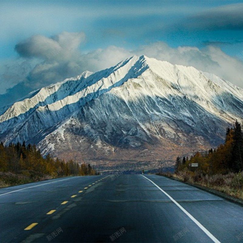 自然风景背景图jpg_新图网 https://ixintu.com 主图 公路 摄影 文艺 简约 自然 雪山 风景