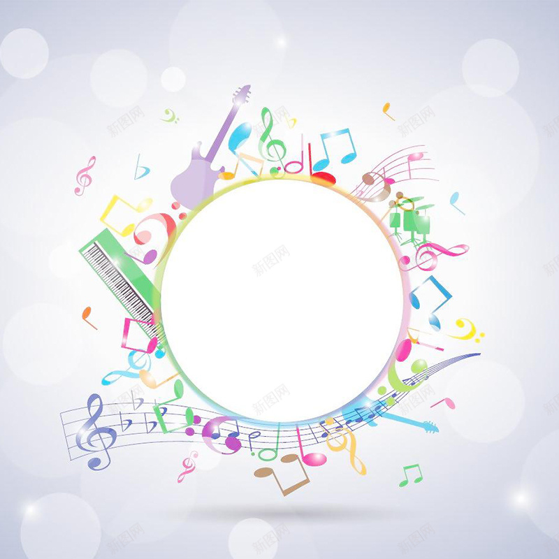 音乐背景图jpg设计背景_新图网 https://ixintu.com 主图 五线谱 光斑 吉他 激情 狂欢 电子琴 音符