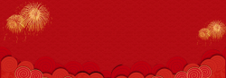 天空烟花红色祥云纹理中国风春节新年烟花电商海报背高清图片