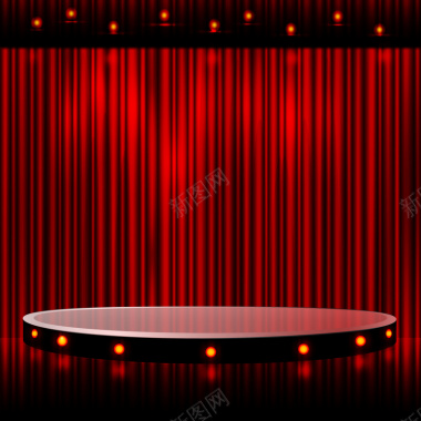 精美红色幕布舞台效果海报背景矢量图背景