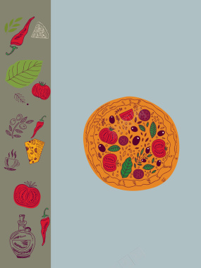 披萨配料可爱卡通图标美食菜谱矢量背景背景