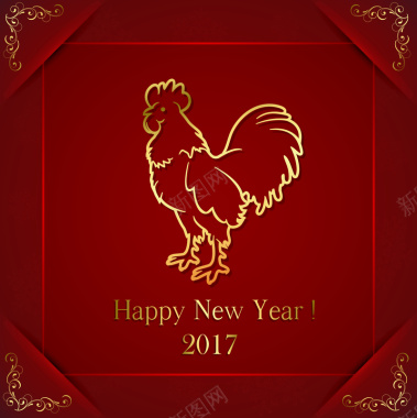 鸡年新年快乐矢量图背景