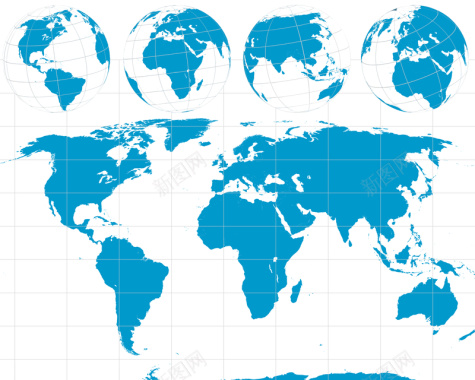 世界地图与地球简约矢量背景背景