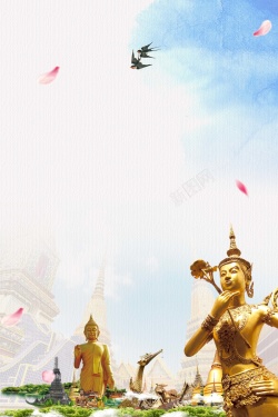 曼谷寺庙2018简约大气泰国旅游海报高清图片