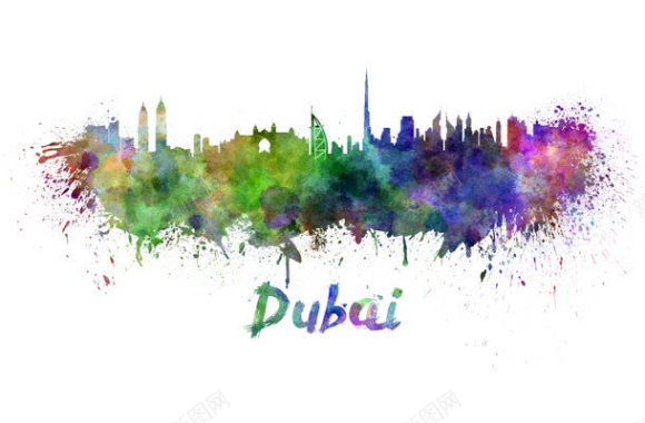 迪拜城市插画背景