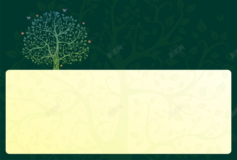 手绘绿底树黄色背景cdr设计背景_新图网 https://ixintu.com 卡通 手绘 树 童趣 绿底 黄色