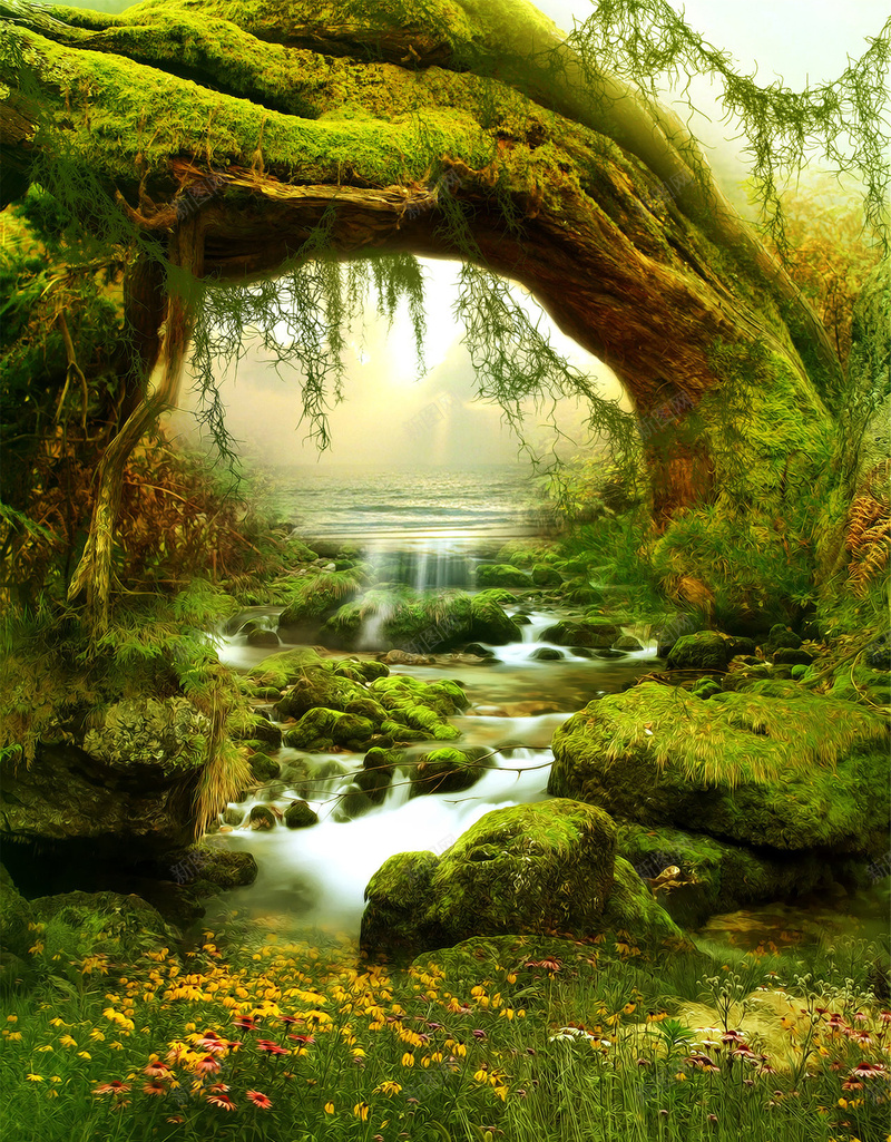 梦幻仙境卡通背景jpg设计背景_新图网 https://ixintu.com 仙境 卡通 手绘 梦幻 森林 童趣 绿色