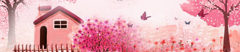 春天红色花海海报背景psd设计背景_新图网 https://ixintu.com 小屋 春游 桃花 桃花游玩 樱花 海报背景 矢量花朵 花瓣 蝴蝶 赏花 郊游