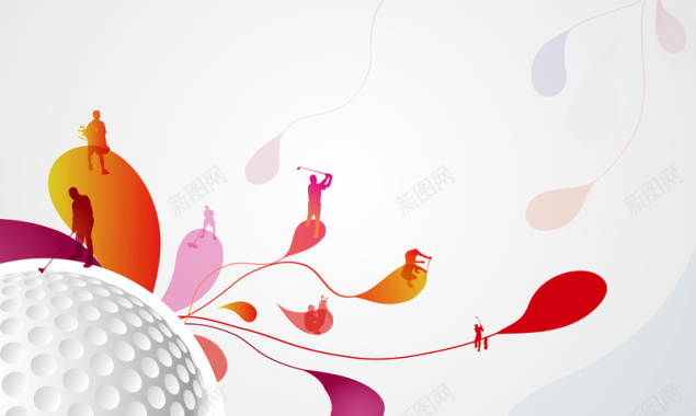 炫彩高尔夫运动会海报背景矢量图背景