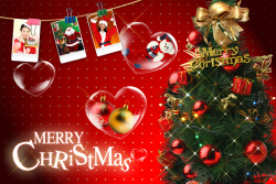 圣诞角色照片框圣诞节背景圣诞树铃铛高清图片