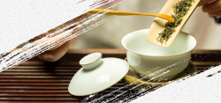 天猫杯子茶艺中国风白色海报banner高清图片