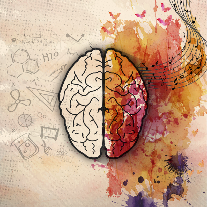 大脑创意智力开发海报矢量图ai设计背景_新图网 https://ixintu.com 右脑 大脑 大脑研究 小清新 左脑 开心 数学 文艺 智力开发 理性 科学 简约 绘画 色彩 艺术 矢量图