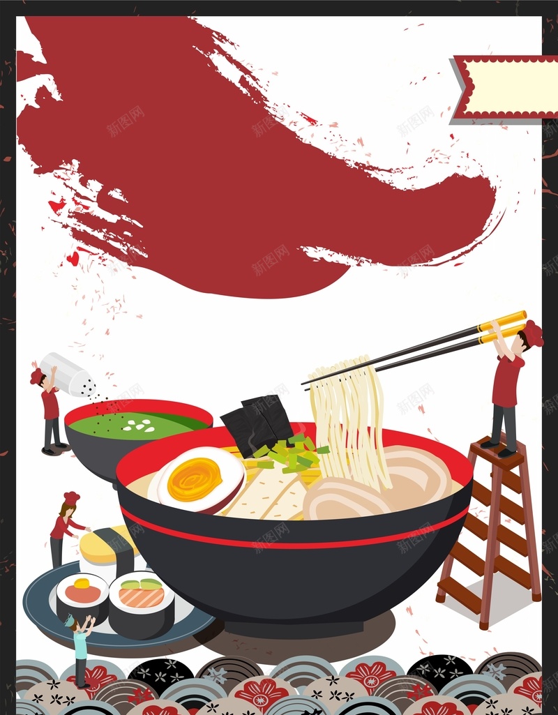 日本拉面料理美食矢量海报背景模板cdr设计背景_新图网 https://ixintu.com 创意 手绘 料理 日本拉面 海报 矢量 美食 背景模板