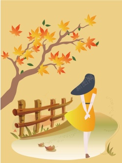 赏枫好时节黄色枫叶插画秋天旅游赏枫好时节矢量图高清图片