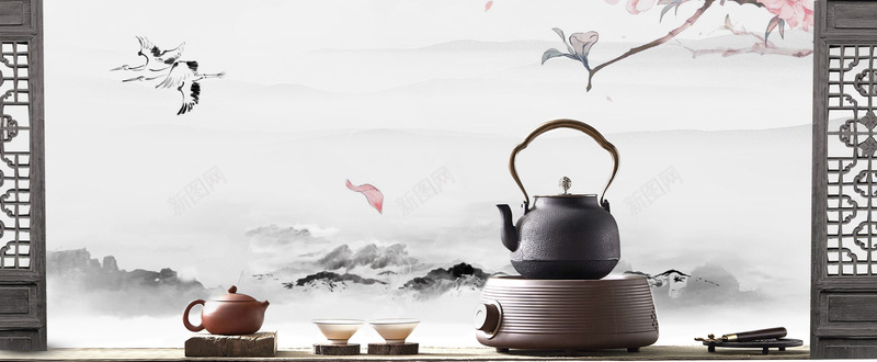 茶具茶文化古风海报背景背景