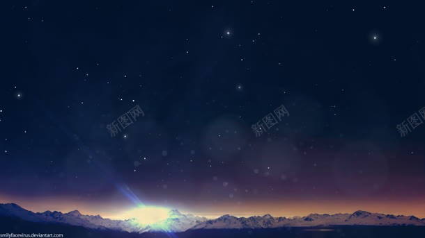 黑夜星光雪山上的光芒海报背景背景